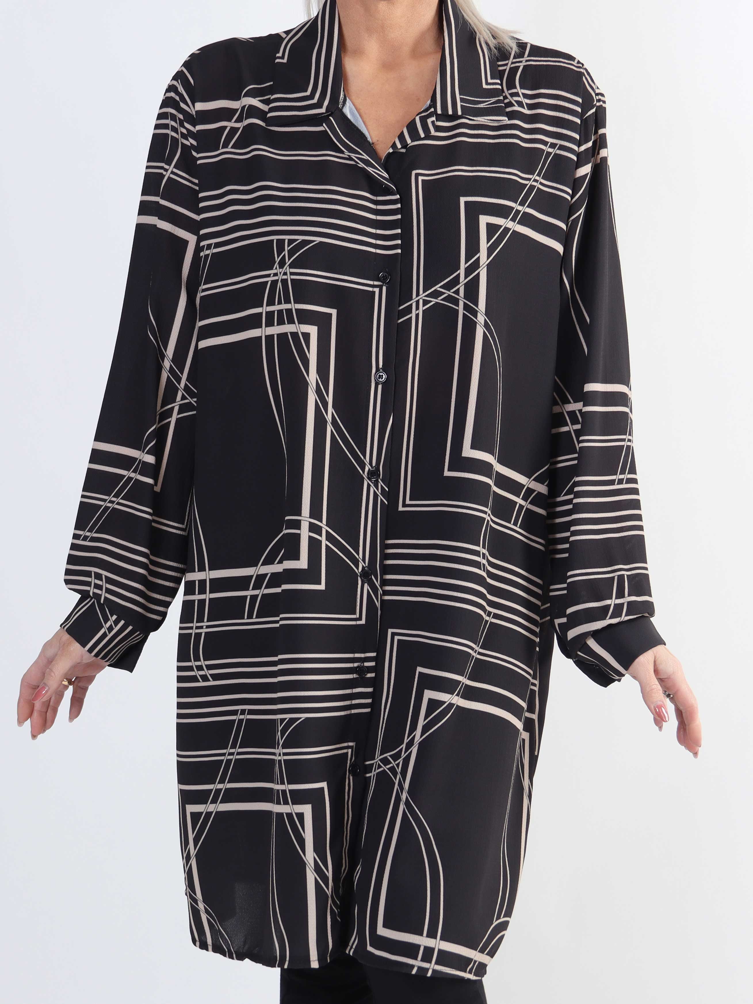 Abigail Square - Mønstret plus size skjortekjole